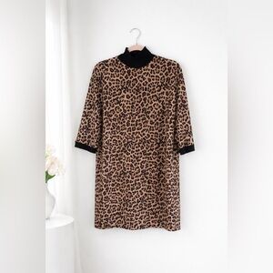 Zara Black and Brown Leopard Print Dress